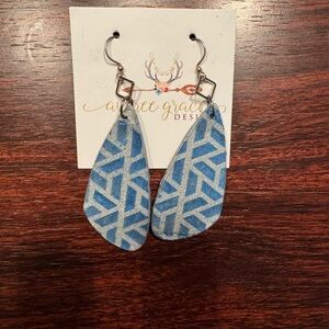 Blue and Silver Geometric dangle earrings boutique NWT